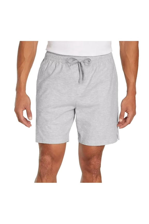 Men's Linen Pull On Shorts in Grey Size Small