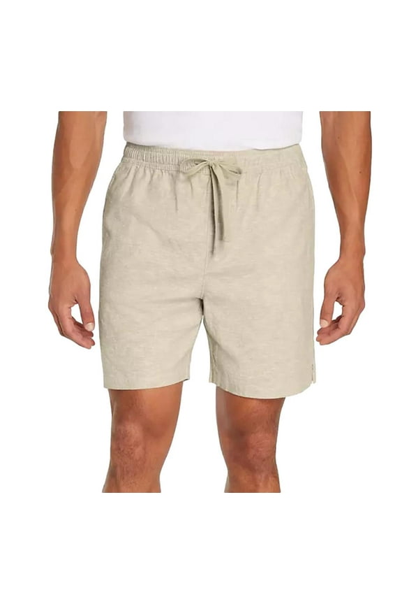 Men's Linen Pull On Shorts in Khaki Size Small