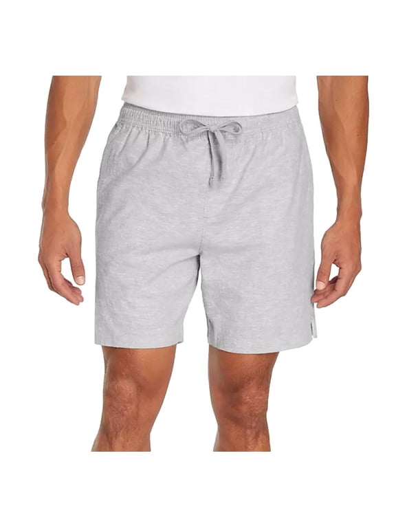 Men's Linen Pull On Shorts in Grey Size XXL