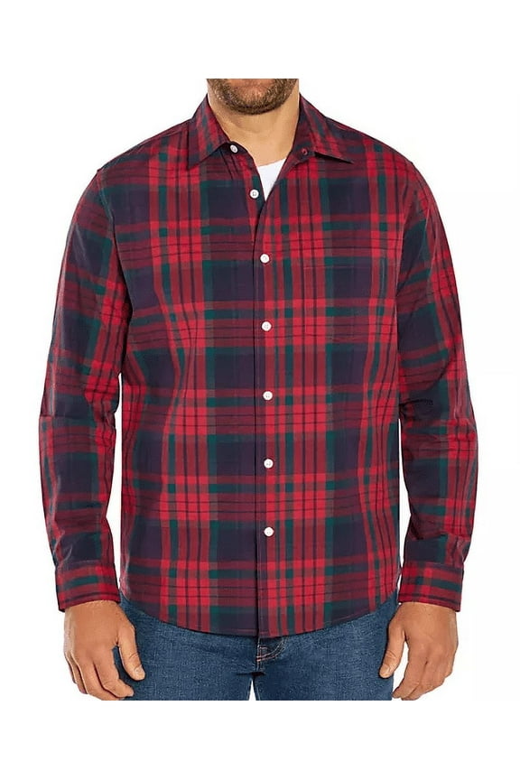Men's Long Sleeve Woven Shirt (Cedar Plaid, XXL)