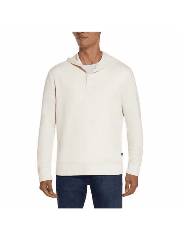 Men's Medium Cream Henley Hoodie Cream XL