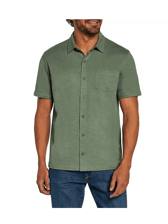 Men's Short Sleeve Knit Button Down Shirt Laurel Wreath Medium