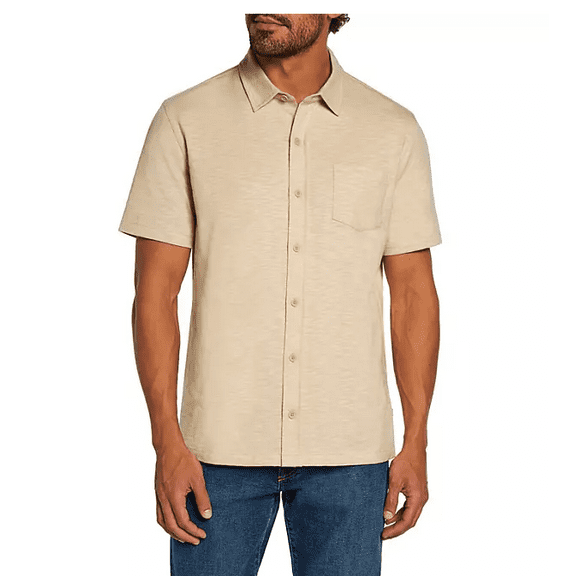 Gap Men's Short Sleeve Knit Button Down Shirt Neutral XL