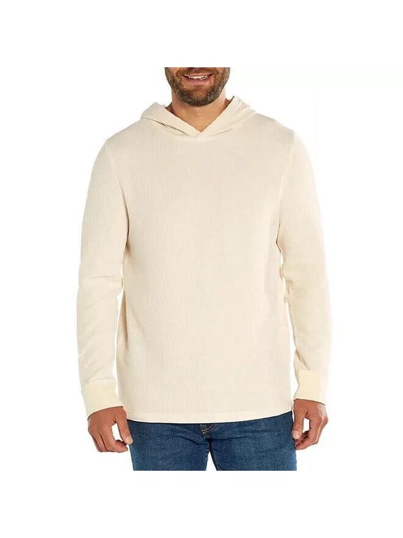 Men's Textured Pullover Hoodie Creme Size XXXL