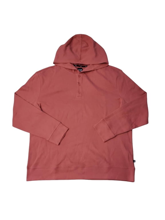 Gap Men's Waffle Henley Hoodie in Coral Size Medium