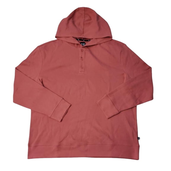 Gap Men's Waffle Henley Hoodie in Coral Size XXL