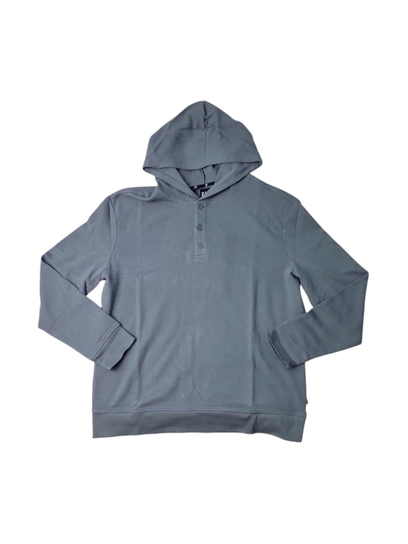 Men's Waffle Henley Hoodie in Grey Size XXL