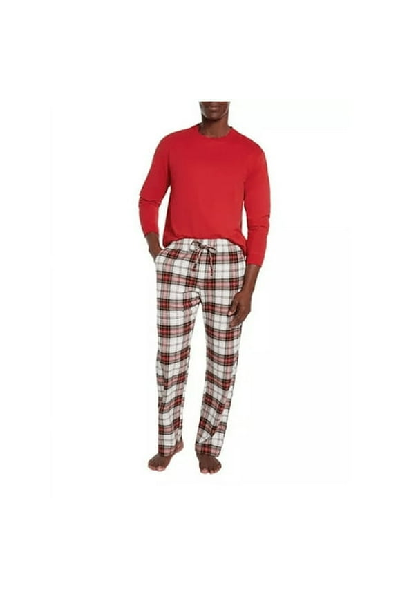 Men's XL Cherry Plaid Flannel Pajama Set