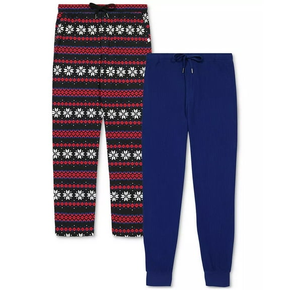 Gap Mens 2Pk. Waffle-Knit Jogger-Leg Pajama Pants Deep Cobalt & Fair Isle-Large