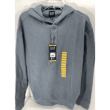 【HI FI FNK】Met Henley Waffled Hoodie Gap Mens Medium Grey Waffle Henley Hoodie Shirt Men Medium