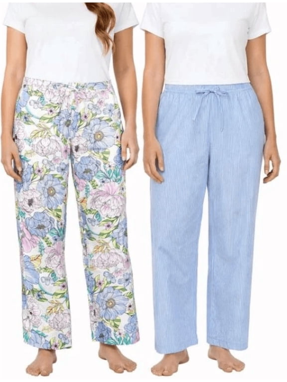 PJ Pants Womens Cotton 2-Pack Drawstring Lounge Sleepwear Medium