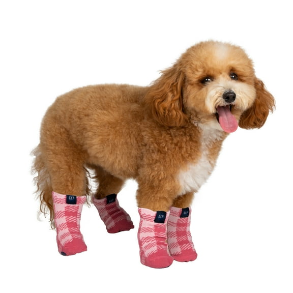 Gap Pet, Dog Clothes, Plaid Paw Logo Dog or Cat Socks, Pink
