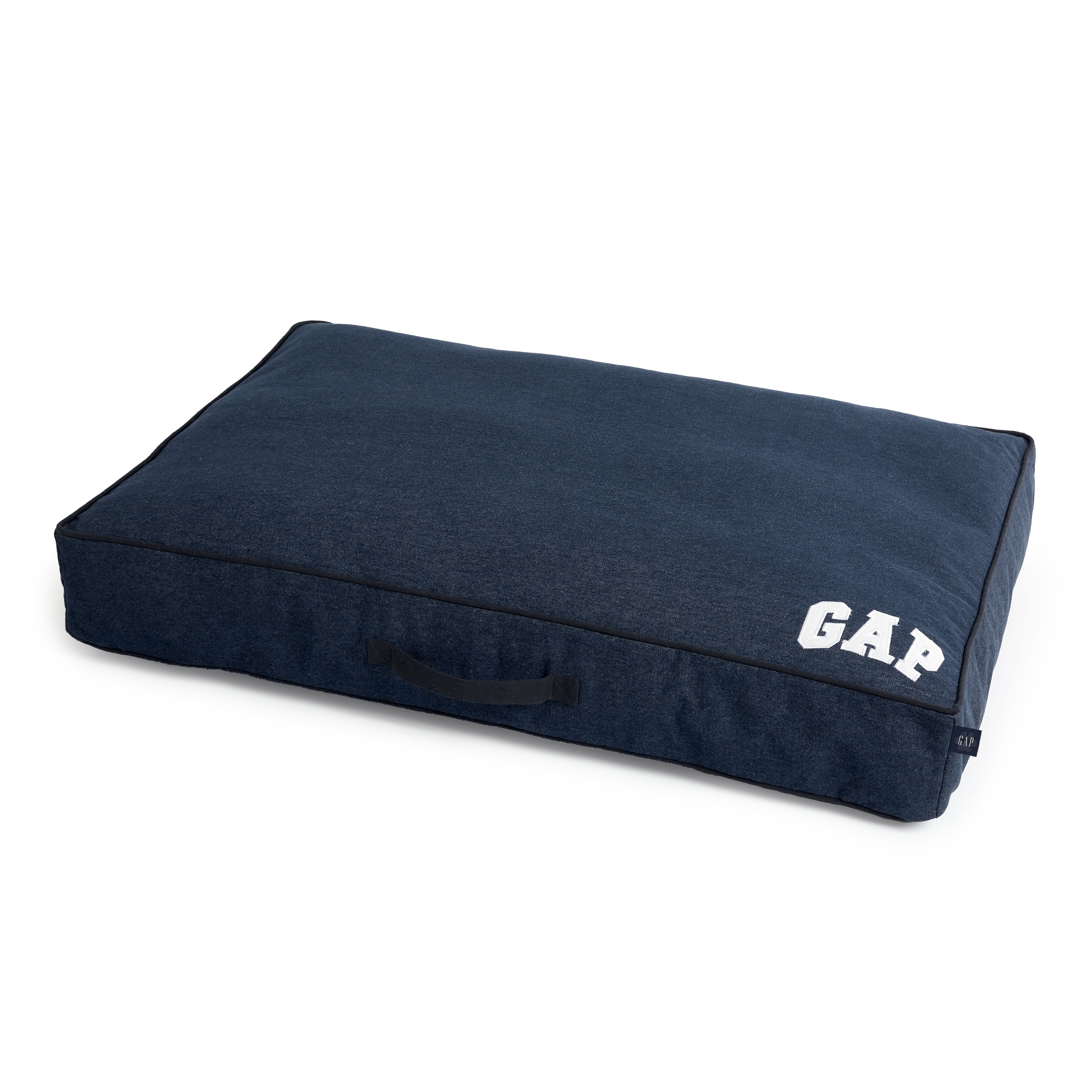 Gap Small Denim Logo Flat Dog Bed, Organic Cotton Cover with Zipper