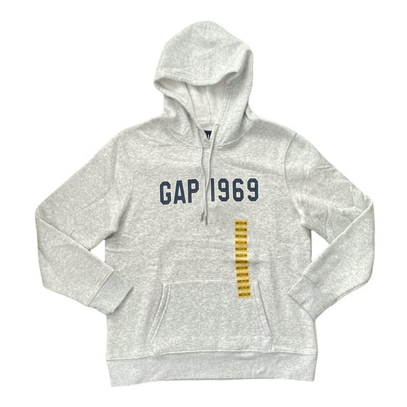 Gap Women's 1969 Logo Lightweight Fleece Pullover Hoodie W/ Kangaroo Pocket (Heather Grey, L)