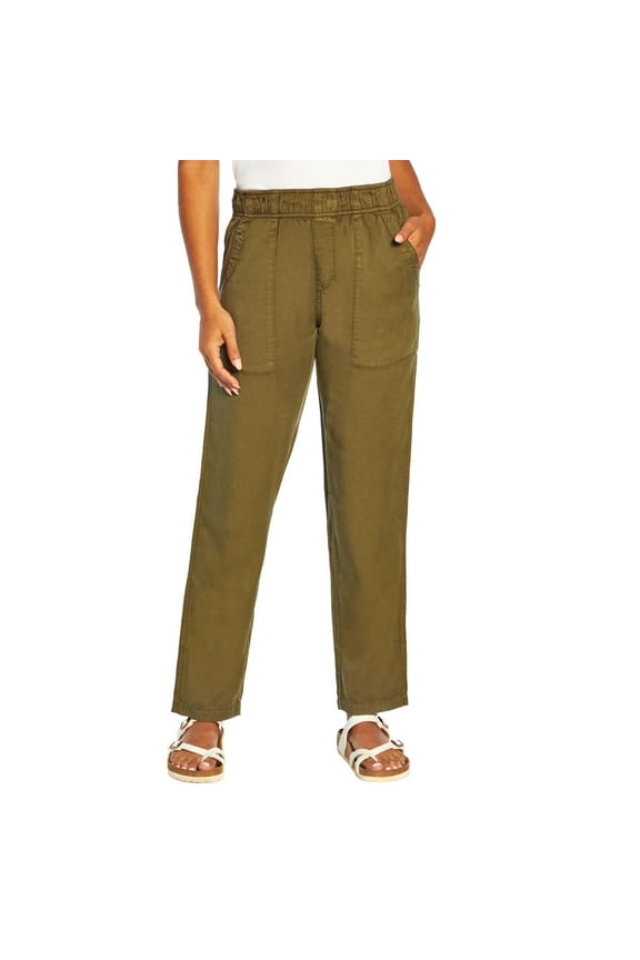 Women's Casual Solid Print Tencel Pants, Olive Night, S