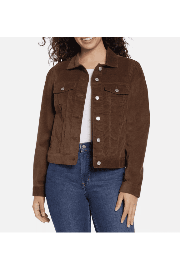 Women's Corduroy Jacket - Emperador Brown - Size Medium