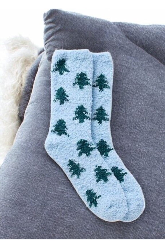 Gap Women's Cozy Socks, One Size, Green Blue Trees