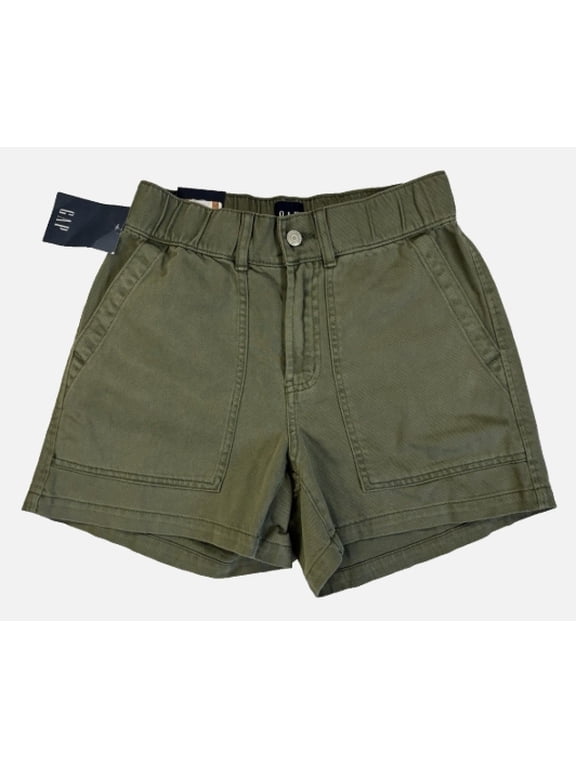 Women's Elastic Waist Twill Shorts, Green