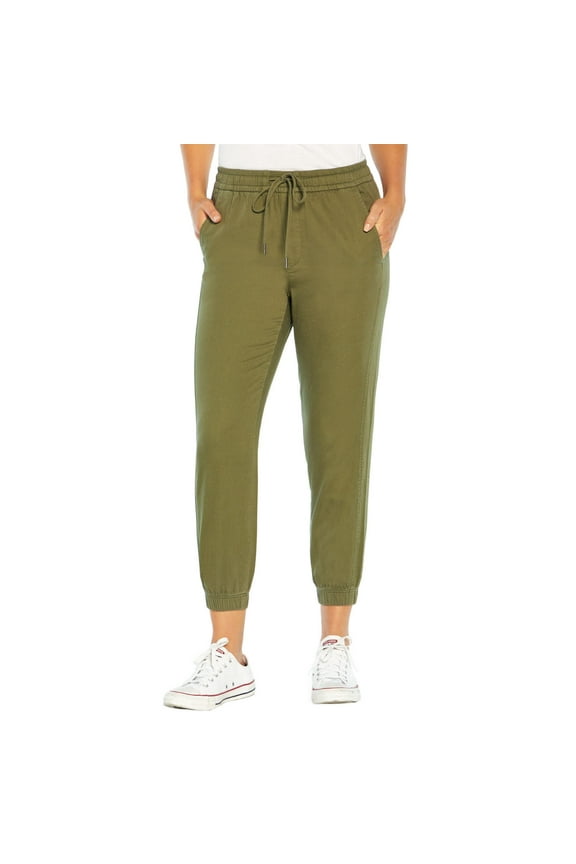 Women's Elastic Waistband 27" Twill Jogger Pants With Pockets (Clover, XXL)