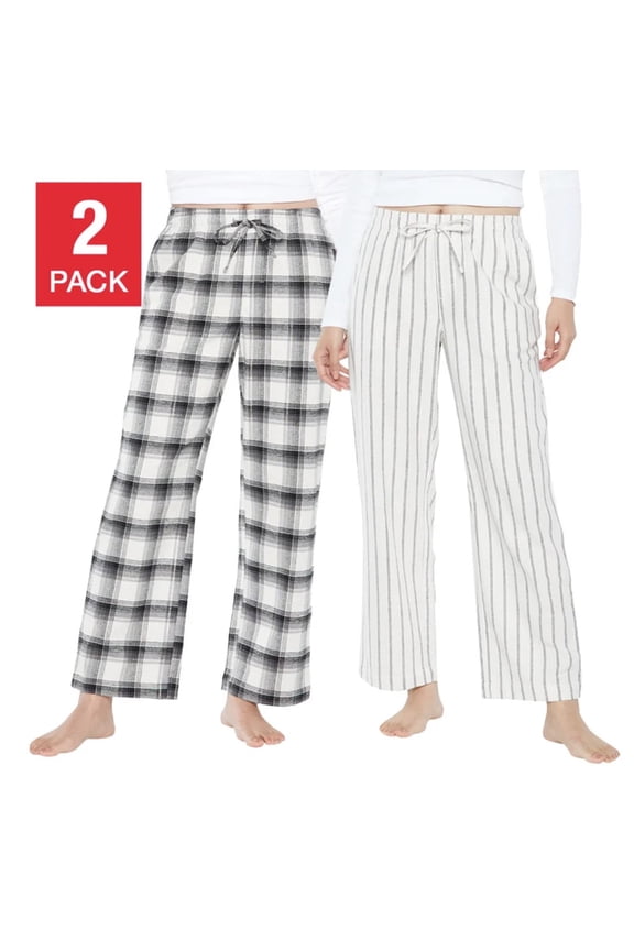 Women's Flannel PJ Pant, 2-pack - Cream - Small