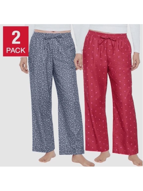 Women's Floral, Polka Dot Pajama Pant, Blue, Red (2 Pack)