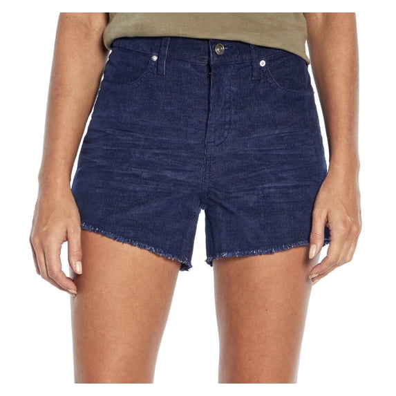 Gap Women's Frayed Hem 4" Inseam Buttoned Closure Corduroy Short (Medieval Blue, 10)
