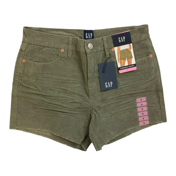 Gap Women's Frayed Hem 4" Inseam Buttoned Closure Corduroy Short (Vetiver, 8)