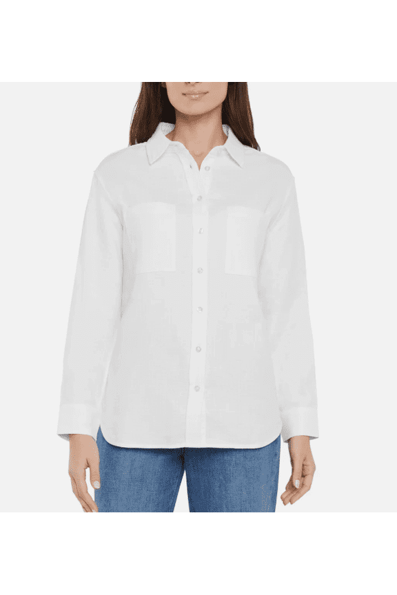 Women's Gauze Button Front Shirt White Large