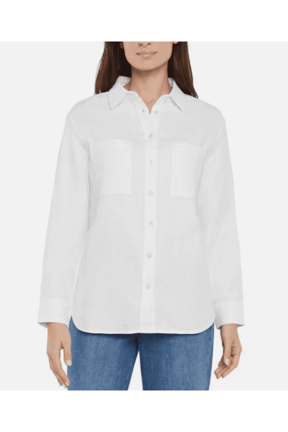 Women's Gauze Button Front Shirt White XL