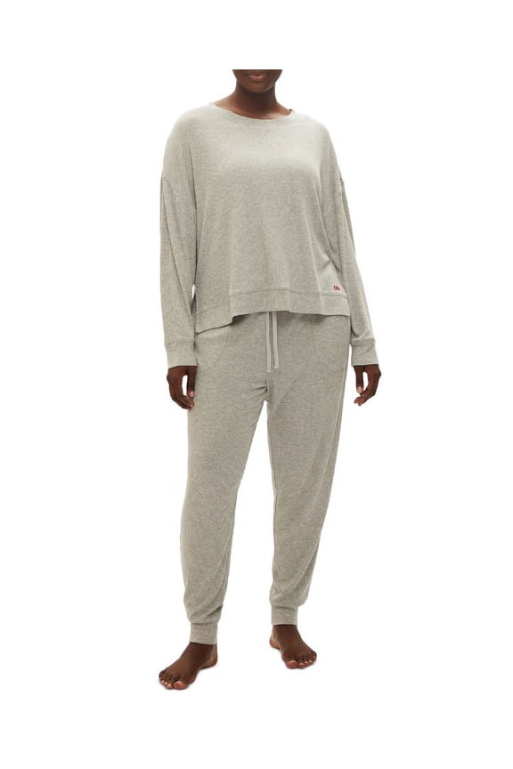 Women's Grey GapBody 2-Pc Packaged Long-Sleeve Jogger Pajamas Set, Size L