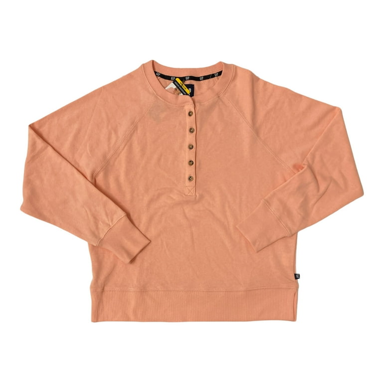 Gap Women's Henley Sweatshirt Peach Melba, Size Small