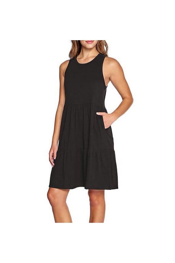 Women's Lightweight Tiered Layered Sleeveless Summer Dress (True Black, XXL)