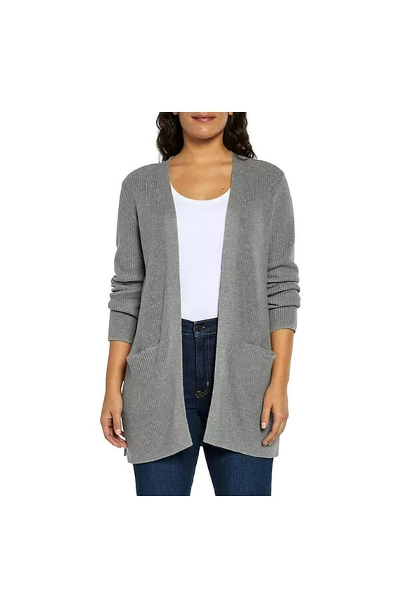 Women's Long Sleeve Cardigan in Heather Alloy Size Small