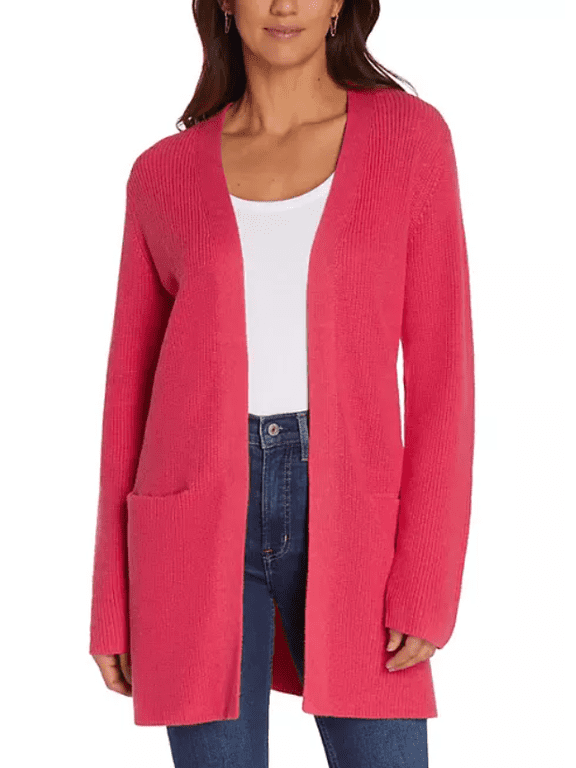Women's Long Sleeve Open Cardigan Rasberry Medium