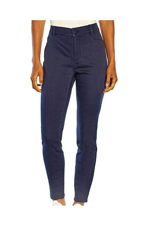 Women's Mid-Rise Stretch Skinny Casual Button Closure Pants (Twilight, 4)