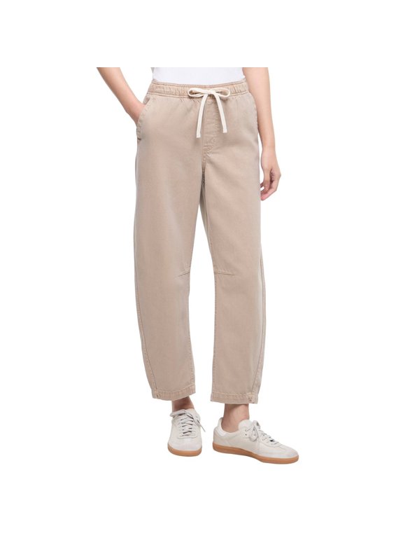 Women's Pull-On Pant, Drawstring Waist, Cotton Blend, Tan, Large