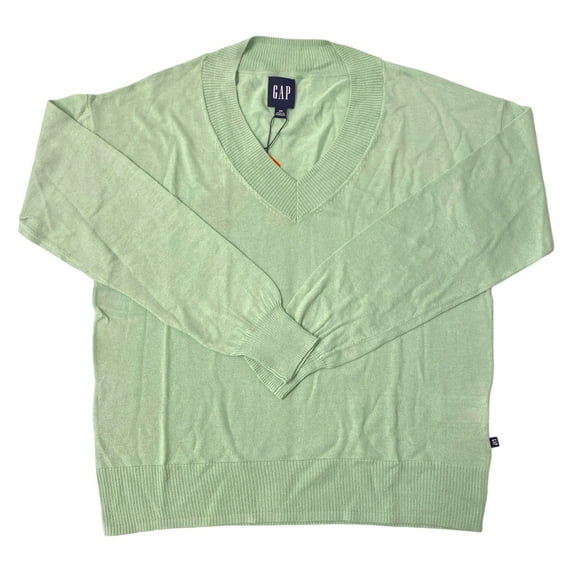 Gap Women's Relaxed Fit Comfortable Lightweight V-Neck Sweater (Sage, XXL)