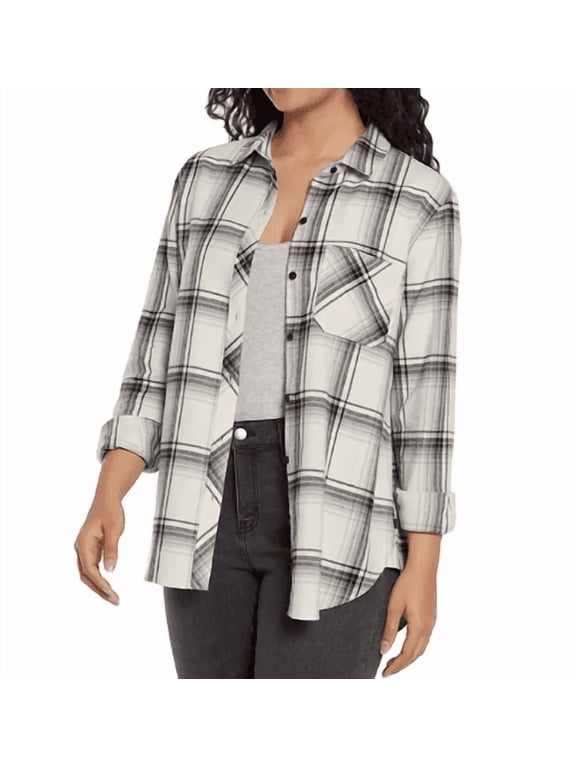 Women's Relaxed Fit Flannel Deema Plaid, Size Small