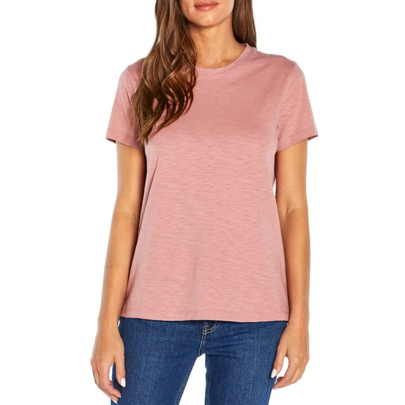 Gap Women's Relaxed Fit Short Sleeve Cotton Slub Basic Tee (Nostalgia Rose, XL)