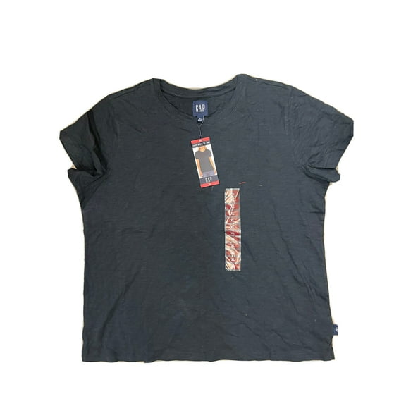 Gap Women's Relaxed Fit Short Sleeve Cotton Slub Basic Tee (True Black, XXL)