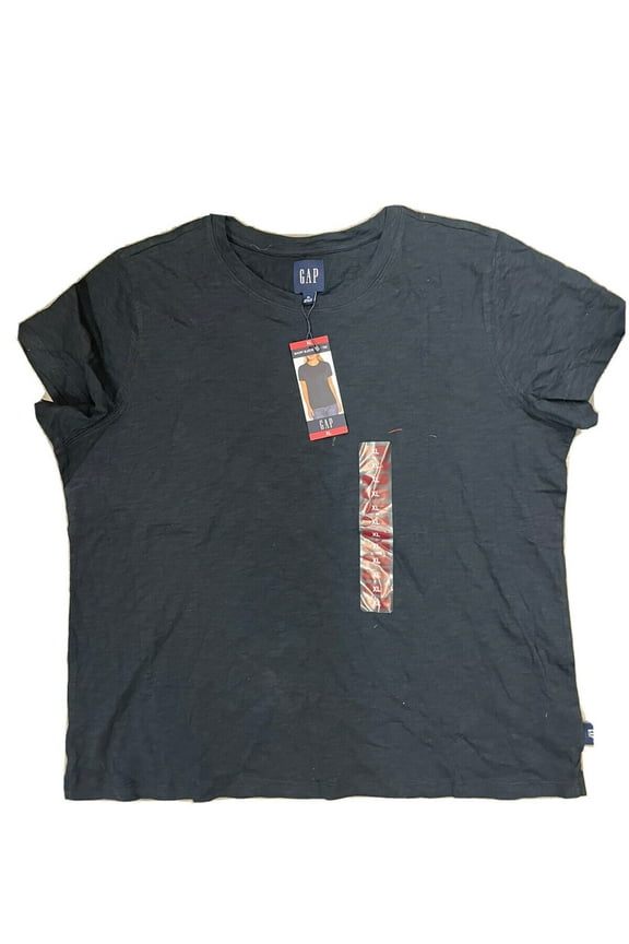 Women's Relaxed Fit Short Sleeve Cotton Slub Basic Tee (True Black, XXL)