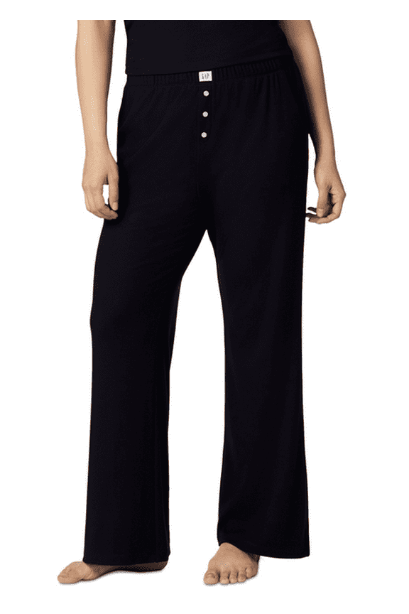 Women's Ribbed Mid-Rise Lounge Pajama Pants - Navy