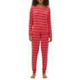thumbnail image 1 of Gap Women's Rosehip Red Stripe GapBody 2-Pc Long-Sleeve Pajamas Set, Size S, 1 of 1