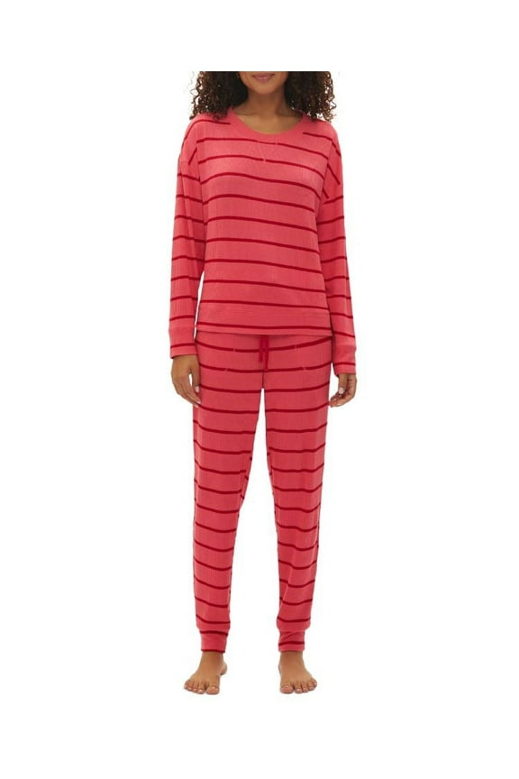 Women's Rosehip Red Stripe GapBody 2-Pc Long-Sleeve Pajamas Set, Size S