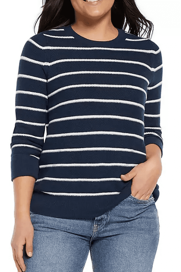 Women's Seedstitch Sweater (Midnight Stripe, Medium)