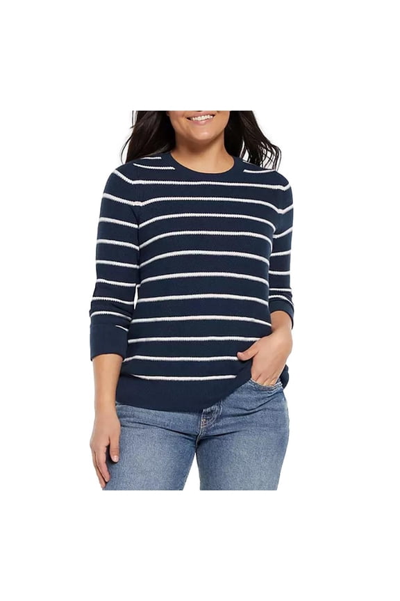 Women's Seedstitch Sweater in Midnight Stripe Size XS