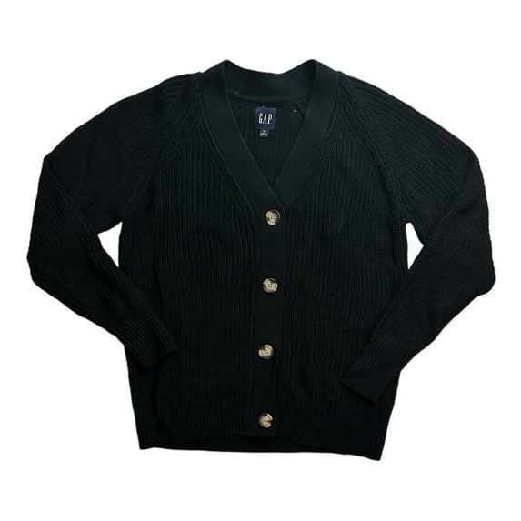 Gap Women's Soft Knit Button Front Relaxed Fit Cardigan (Black, XL)