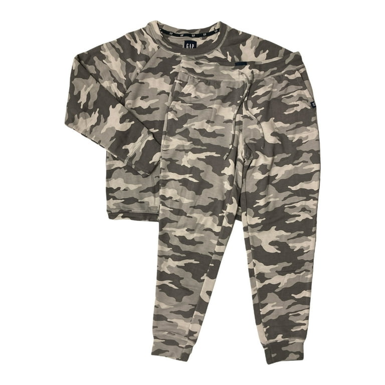 Gap Women's Super Soft Modal Fleece Jogger Lounge Set (Grey Camo