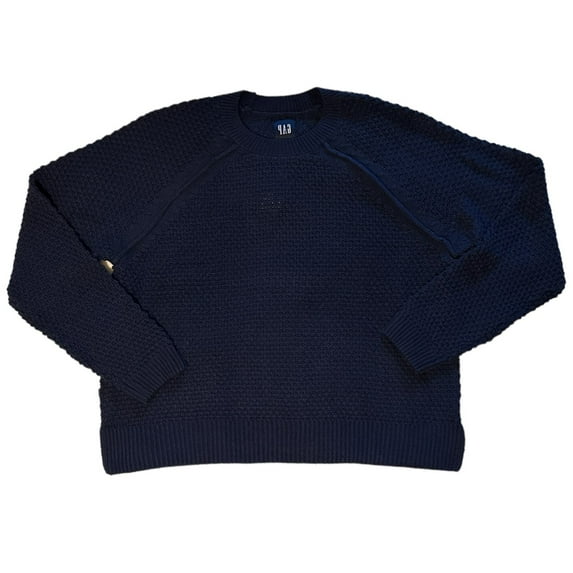 Gap Women's Textured Reverse Stockinette Knit Long Sleeve Sweater (Midnight, XL)