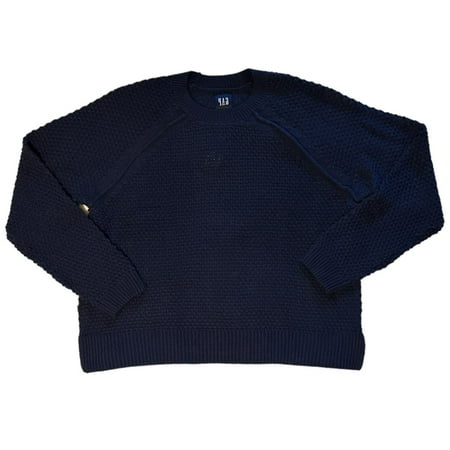 Gap Women's Textured Reverse Stockinette Knit Long Sleeve Sweater (Midnight, XXL)